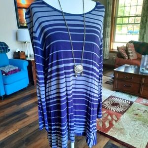 Logo by Lori Goldstein purple striped tunic XL